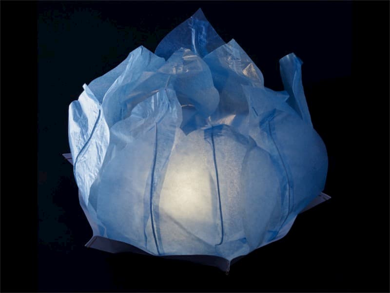 big floating paper water lantern lotus flower shaped, easy to use, for pond or pool but also nice to put on the dining table or lawn, fold the flower, put the candle inside and let it float, changing the candle can be used multiple times, color blu