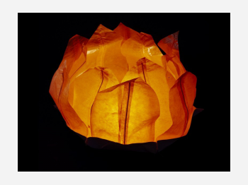 big floating paper water lantern lotus flower shaped, easy to use, for pond or pool but also nice to put on the dining table or lawn, fold the flower, put the candle inside and let it float, changing the candle can be used multiple times, color orange