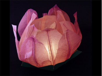 big floating paper water lantern lotus flower shaped, easy to use, for pond or pool but also nice to put on the dining table or lawn, fold the flower, put the candle inside and let it float, changing the candle can be used multiple times, color pink