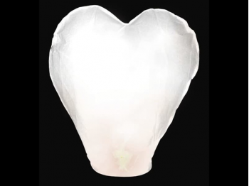 witte wensballonnen in hart vorm, klassiek model, perfect voor een bruiloft, valentijn of willekeurig ander feest, klaar voor gebruik, brandwerend en biologisch afbreekbaar papier