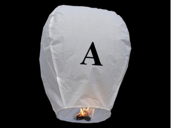 Lanterne volanti certificate e sicure con le lettere, scrivi un messaggio che vola nel cielo, pronto per l'uso, apri accendi e volano: la lanterna volante con la lettera A