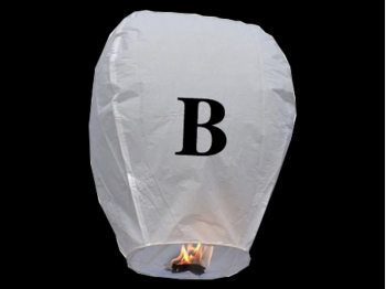 Write your text in the sky with our sky lanterns with letters, fire resistant and biodegradable paper,  these flying lanterns are ready for use, open, light and they will fly, this paper lantern with the letter B