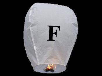 Lanterne volanti certificate e sicure con le lettere, scrivi un messaggio che vola nel cielo, pronto per l'uso, apri accendi e volano: la lanterna volante con la lettera F