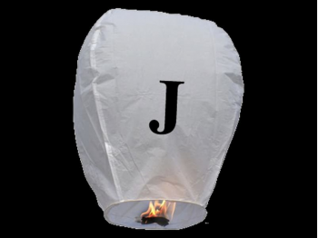 Lanterne volanti certificate e sicure con le lettere, scrivi un messaggio che vola nel cielo, pronto per l'uso, apri accendi e volano: la lanterna volante con la lettera J