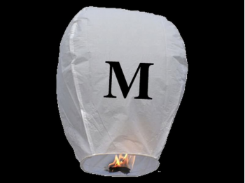 Lanterne volanti certificate e sicure con le lettere, scrivi un messaggio che vola nel cielo, pronto per l'uso, apri accendi e volano: la lanterna volante con la lettera M