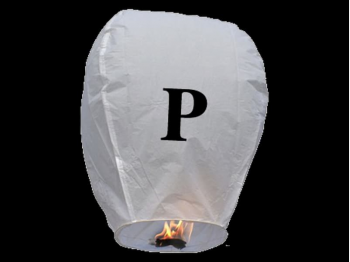 Write your text in the sky with our sky lanterns with letters, fire resistant and biodegradable paper,  these flying lanterns are ready for use, open, light and they will fly, this paper lantern with the letter P